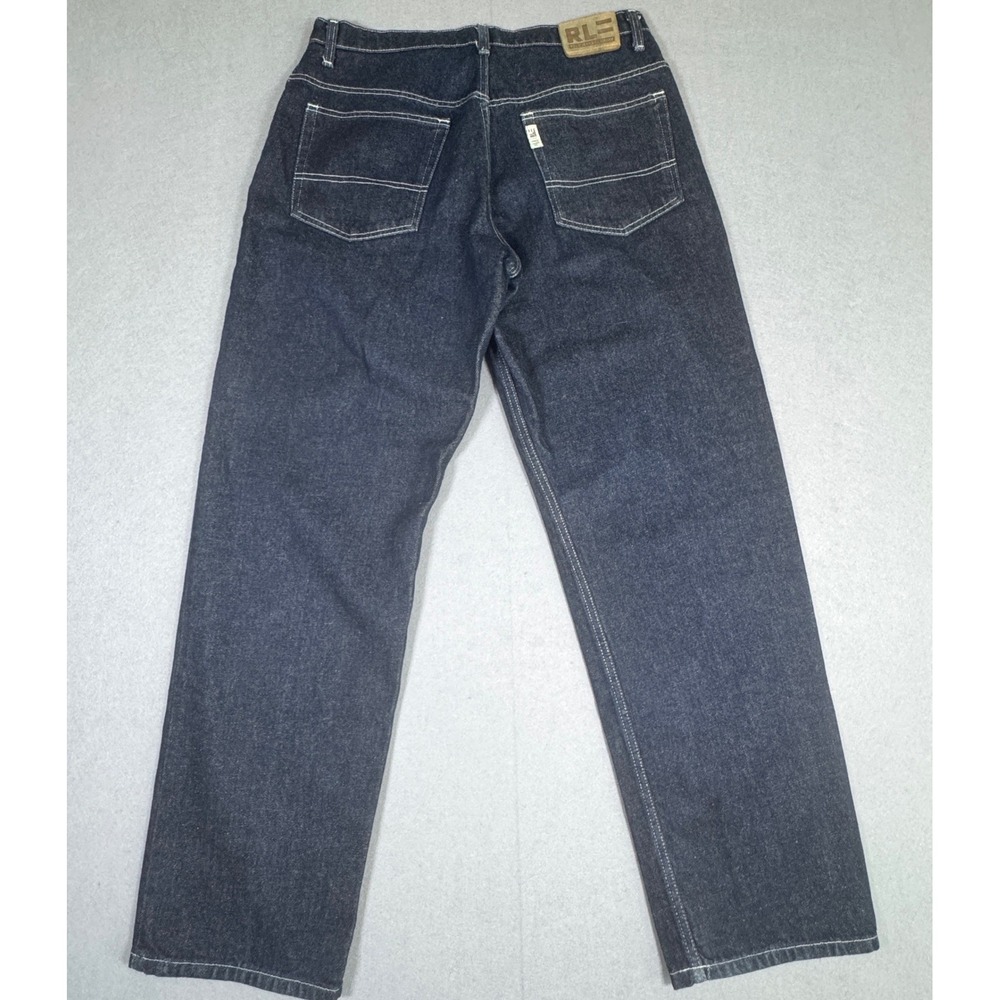 Polo Jeans Co Ralph Lauren Straight Leg Jeans Mens 34x32 Indigo Contrast Stitch - Picture 3 of 7